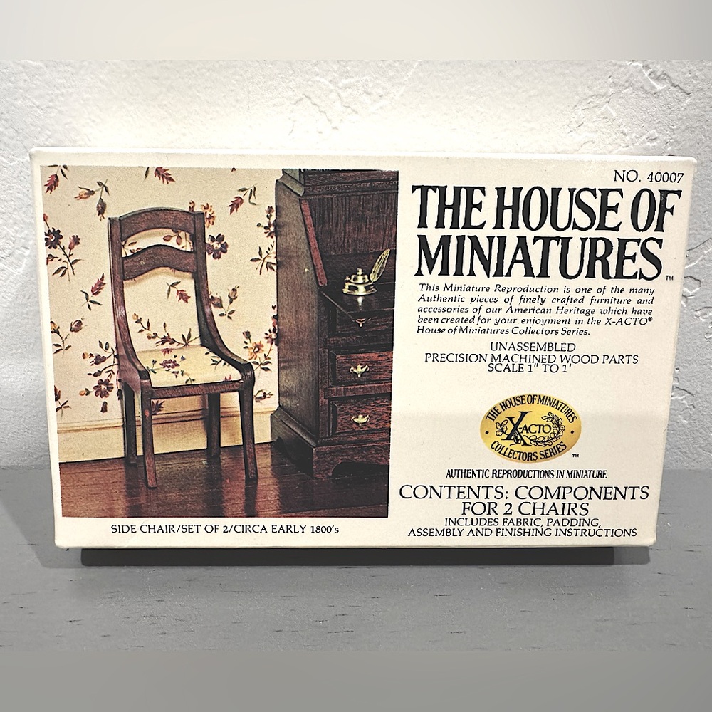 The House of Miniatures No. 40007 vintage side chairs early 1800s